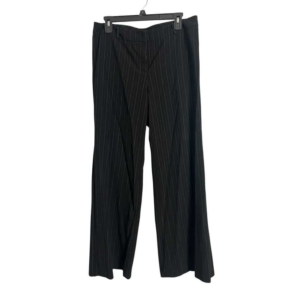 New York & Company Womens 10 Black Pinstripe Dress Pants Wide Leg Career Mobster